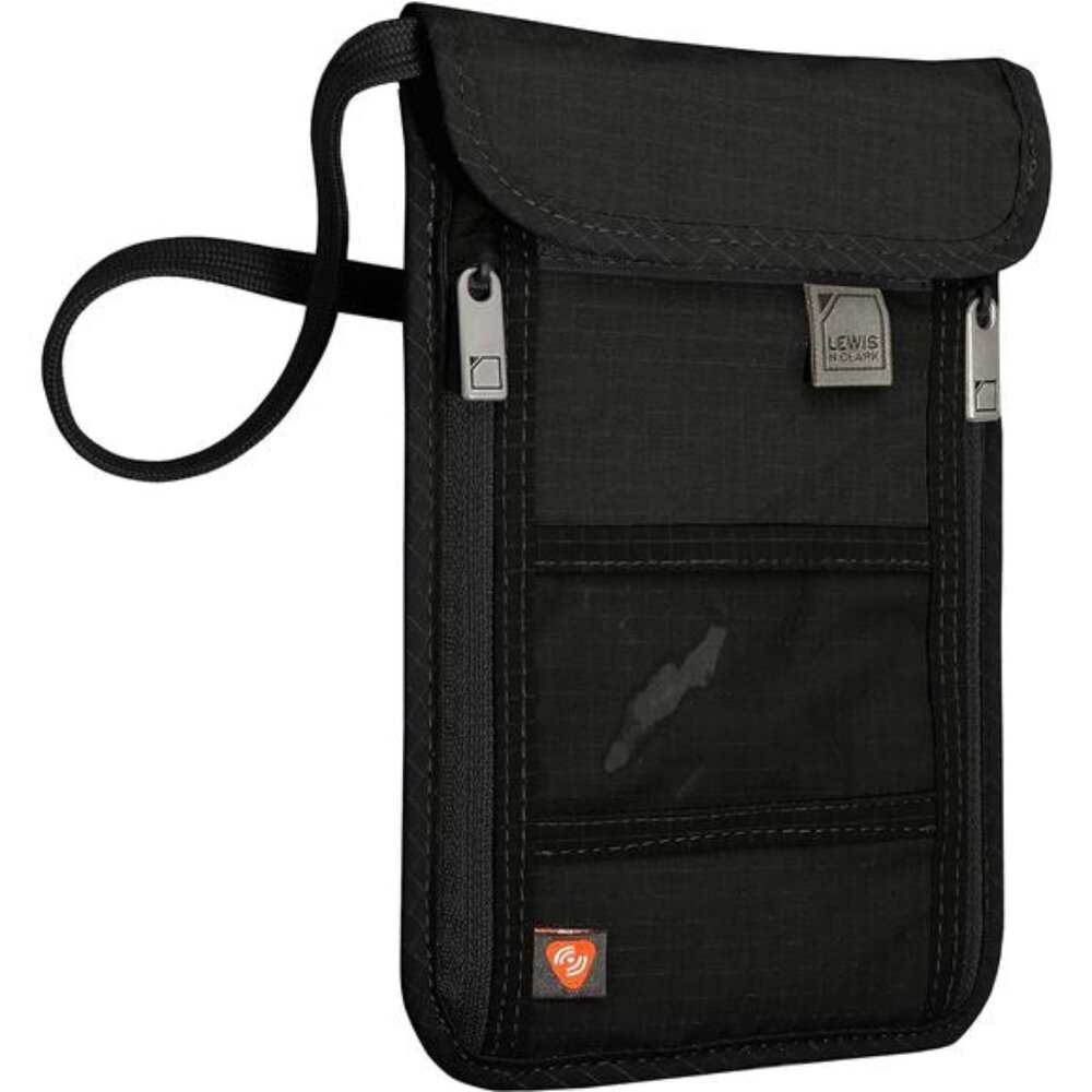 RFID Blocking Stash Neck Wallet, Travel Pouch + Passport Holder